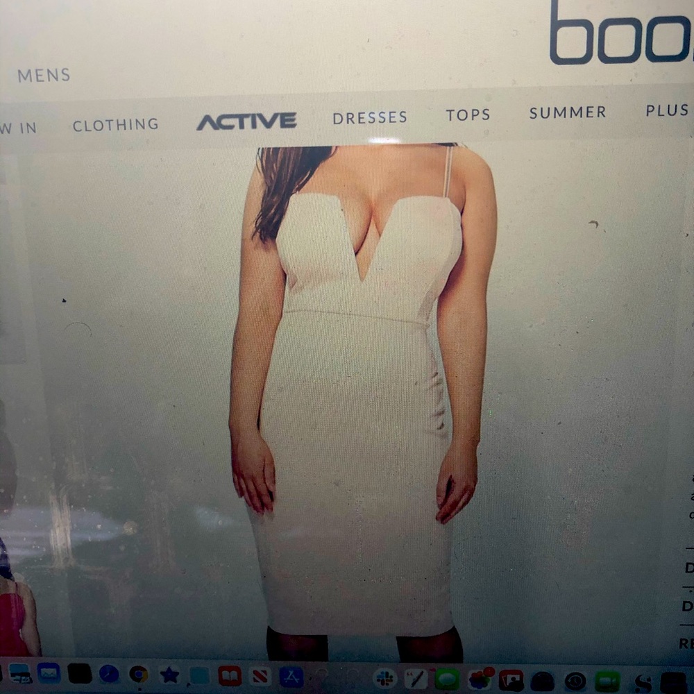 Blush/Nude colored midi dress booHoo